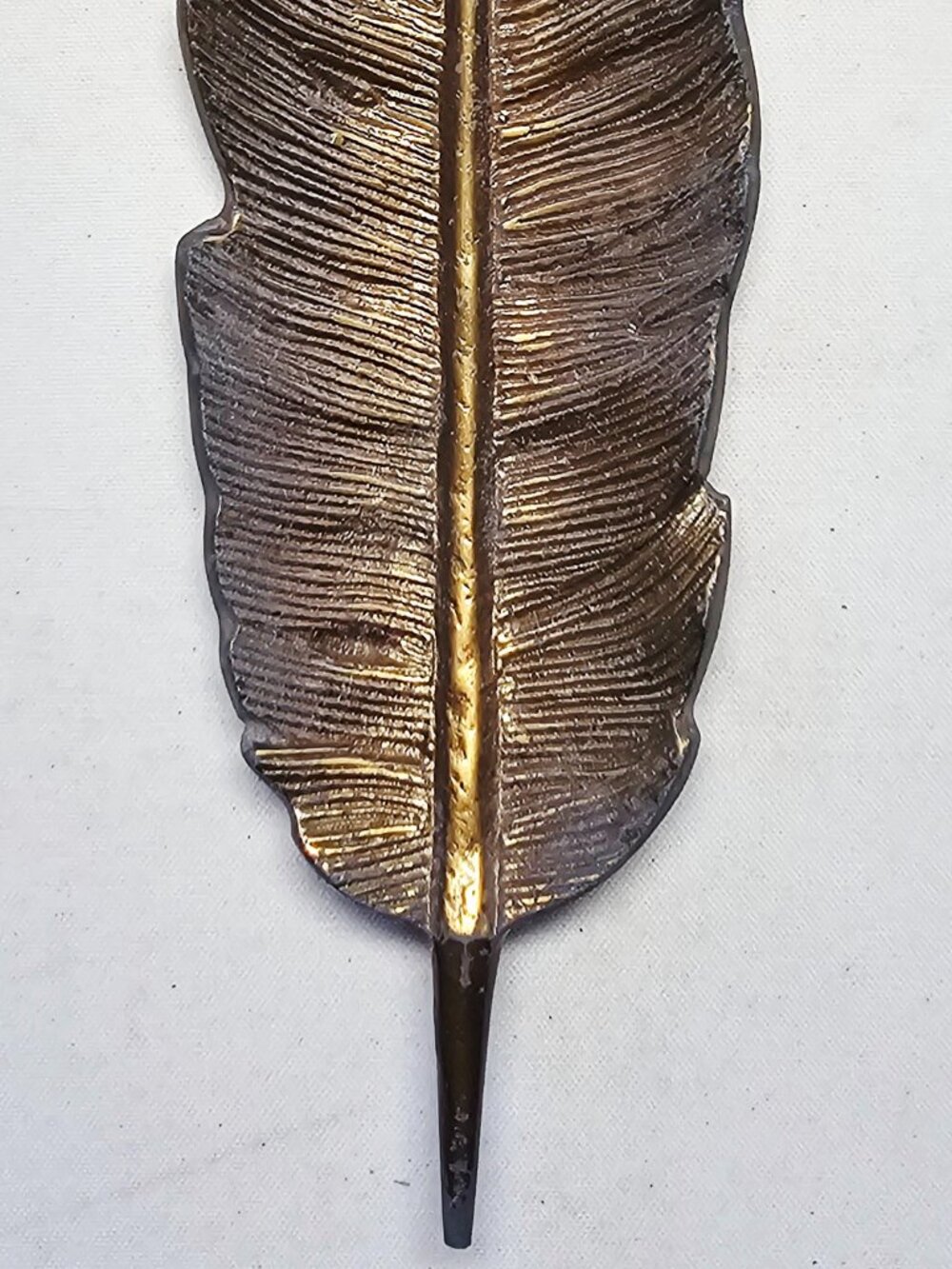 Brass Feather Tray Trinket Dish - Jewelry Tray - Vintage 10"